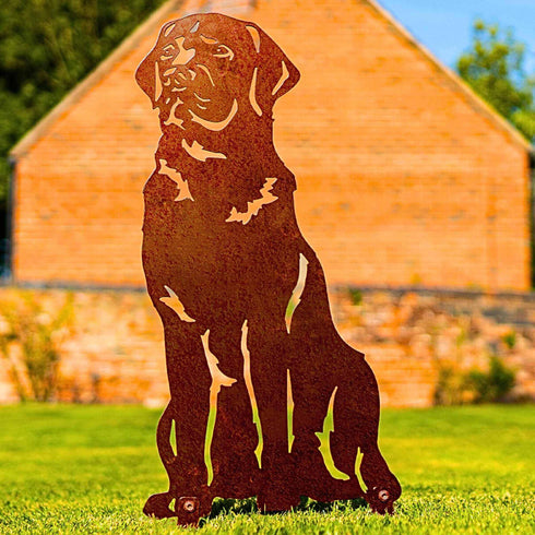 Black Chocolate Labrador Dog Loss Garden Ornament Memorial Statue
